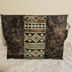 Leather hair on hide tote bag